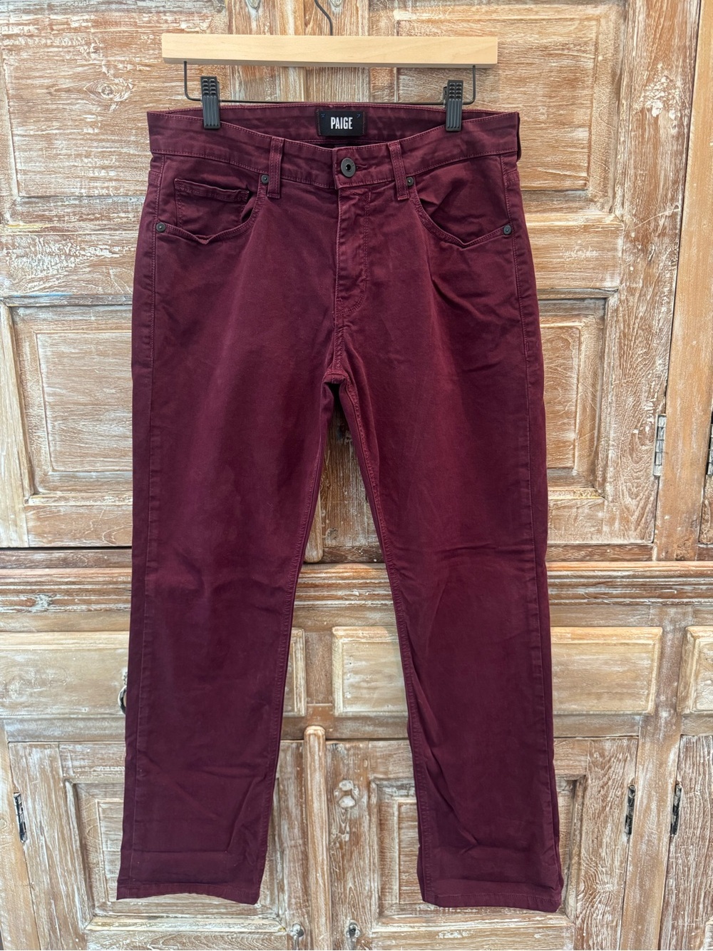 PAIGE Normandie Straight Leg Jean Burgundy/Wine Men's 30 USA